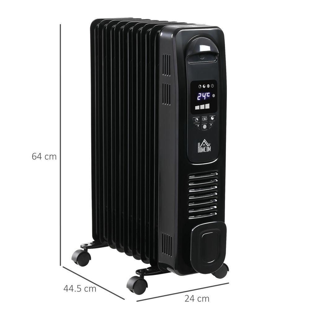 2000W Digital Oil Filled Radiator Portable Electric Heater LED Display Timer