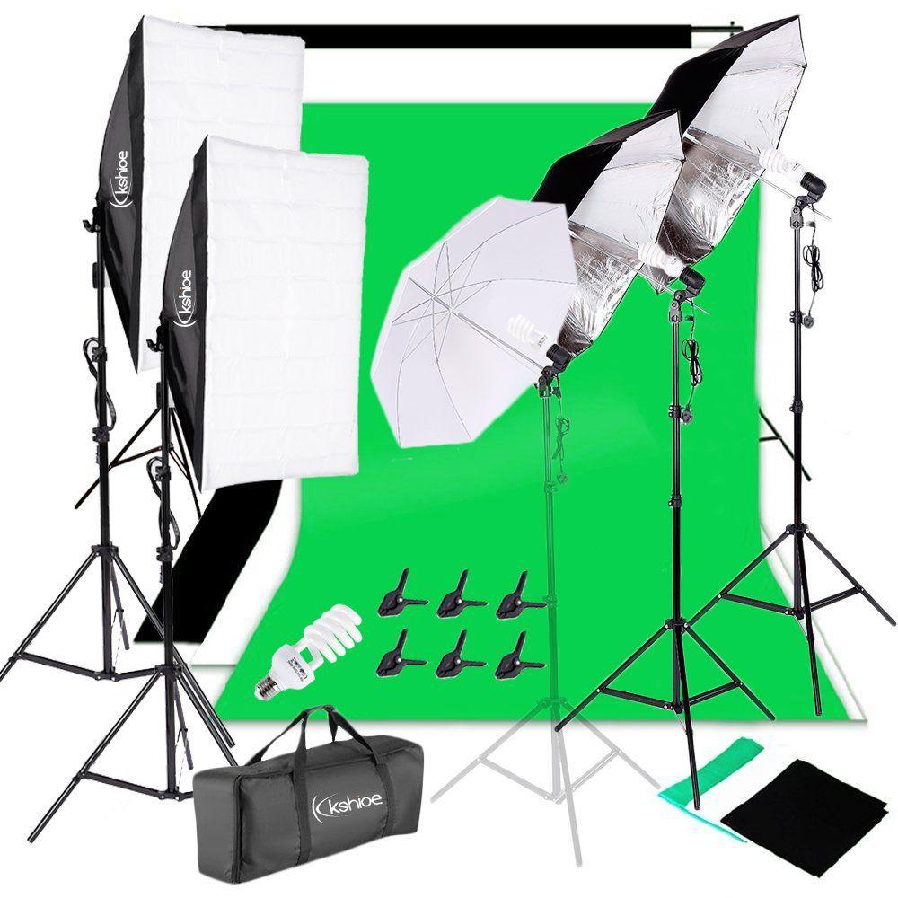 45W White Umbrellas Silver Black Umbrellas Soft Light Box Background Stand Light Stands Four