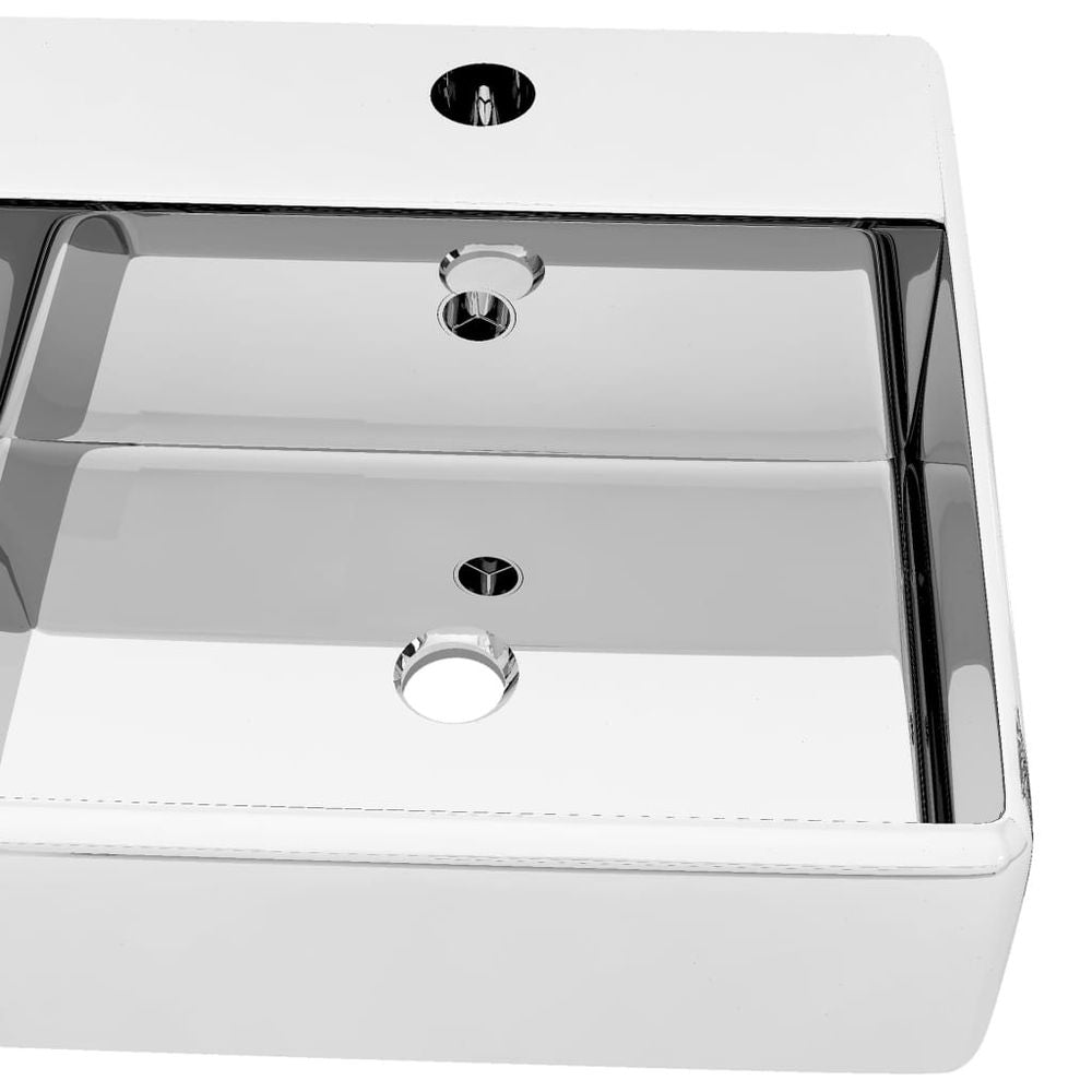 vidaXL Wash Basin with Overflow 41x41x15 cm Ceramic Silver