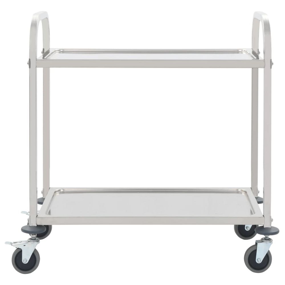 vidaXL 2-Tier Kitchen Trolley 96.5x55x90 cm Stainless Steel