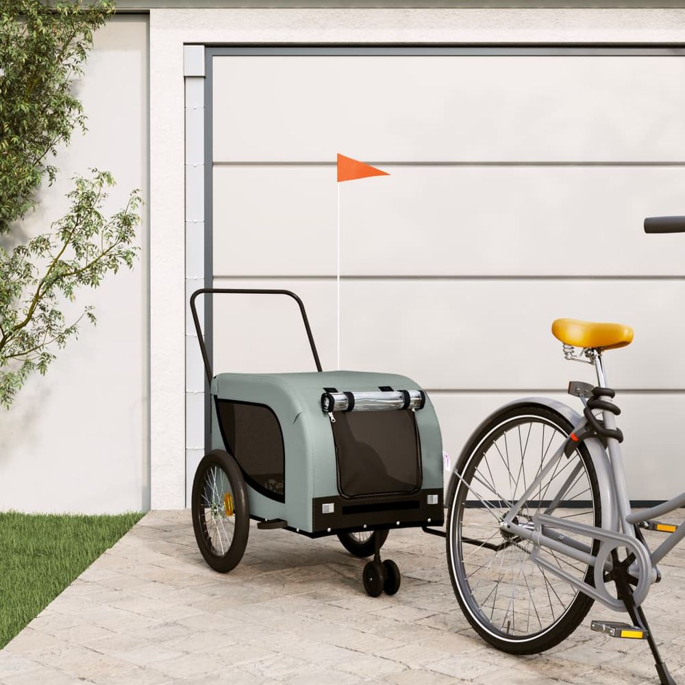 vidaXL Pet Bike Trailer Orange and Black Oxford Fabric and Iron