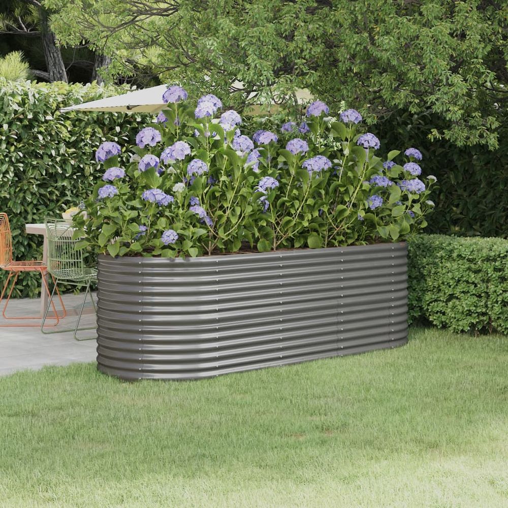 vidaXL Garden Raised Bed Powder-coated Steel 368x80x68 cm Anthracite