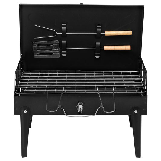 44*27*7cm Portable Square Charcoal Grill Black