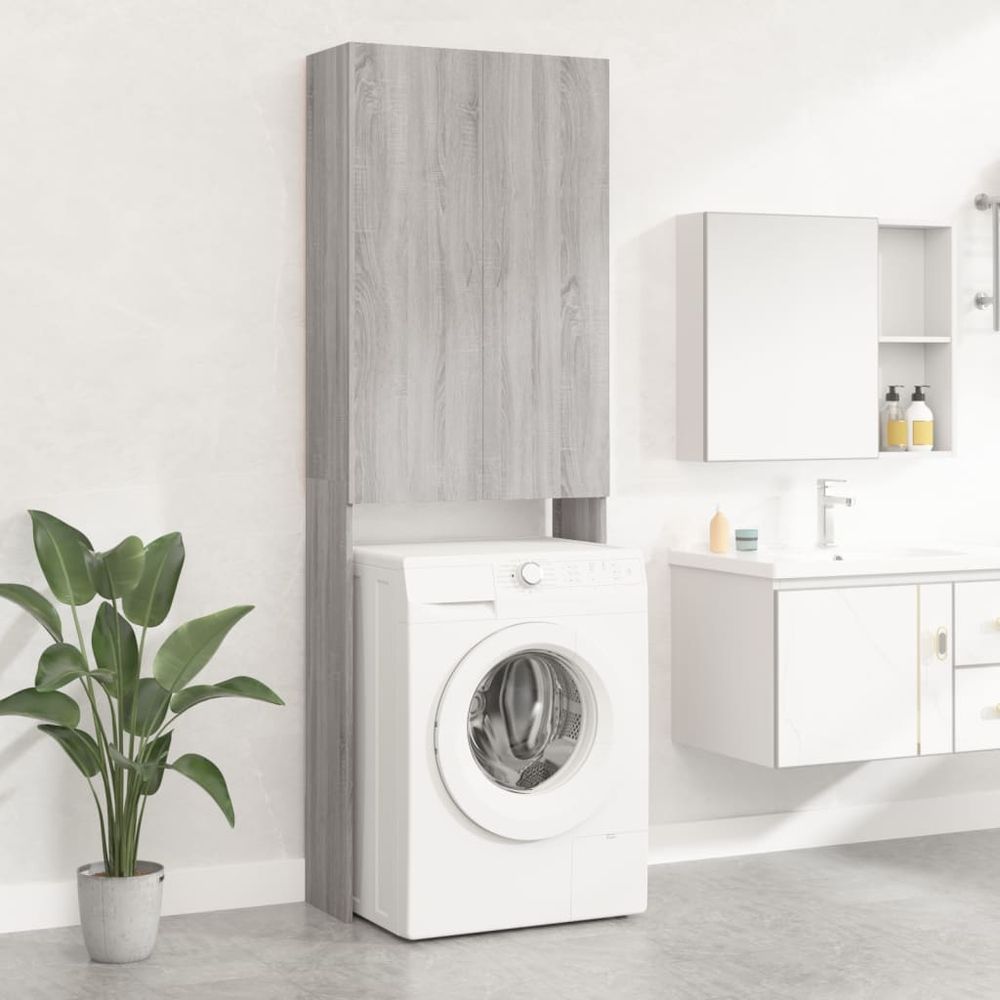 vidaXL Washing Machine Cabinet Smoked Oak 64x25.5x190 cm