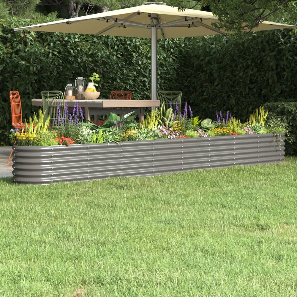 vidaXL Garden Raised Bed Powder-coated Steel 114x40x36 cm Green