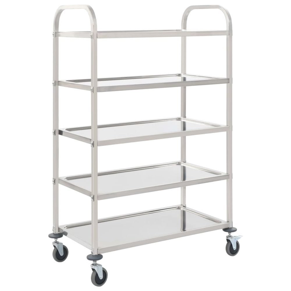 vidaXL 2-Tier Kitchen Trolley 96.5x55x90 cm Stainless Steel