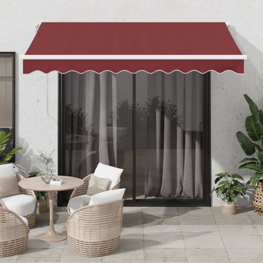 vidaXL Manual Retractable Awning with LED Burgundy 300x250 cm