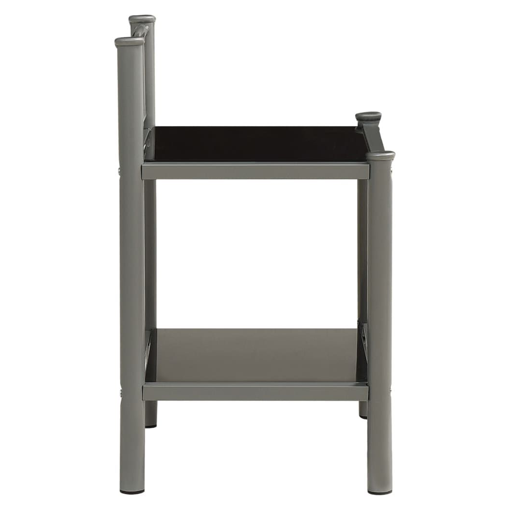 vidaXL Bedside Cabinet Grey and Black 45x34.5x60.5 cm Metal and Glass