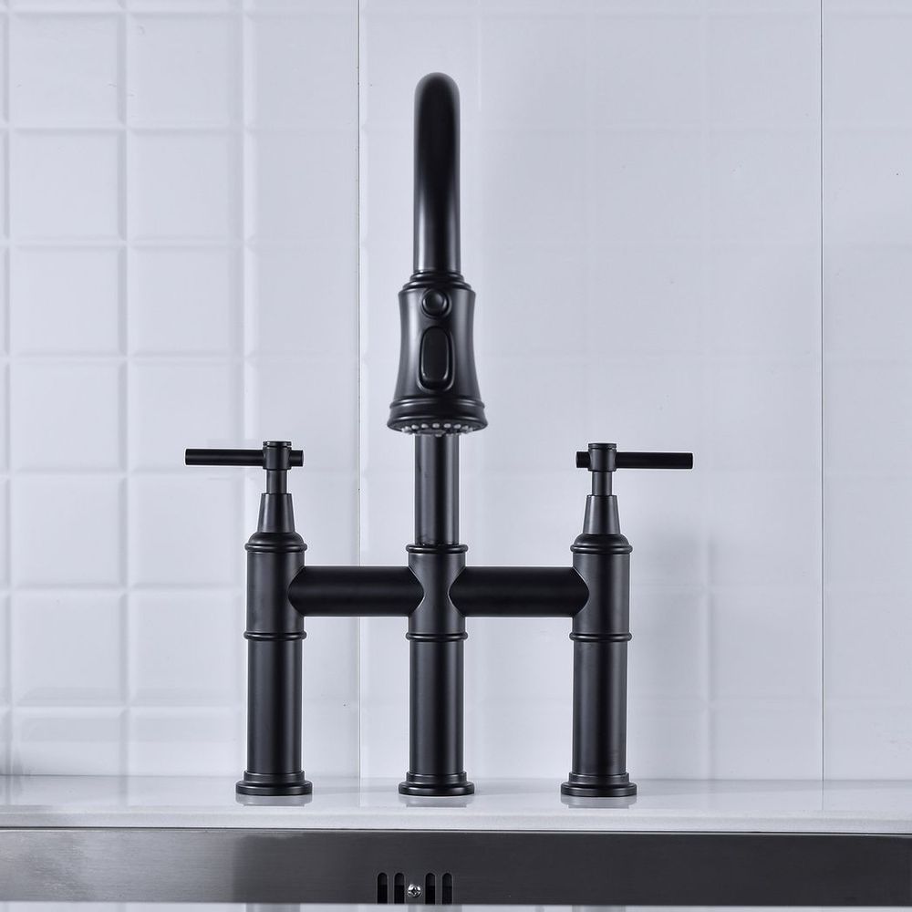 Pull Down Double Handle Kitchen Faucet