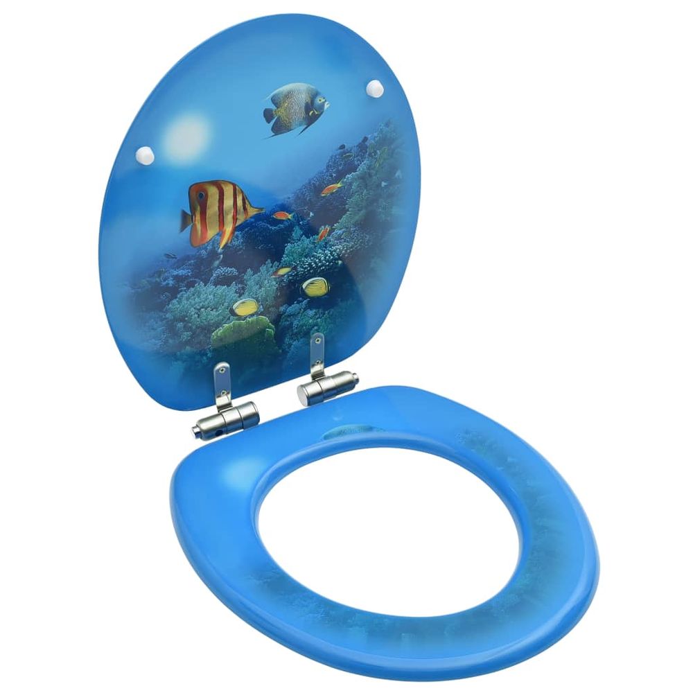 vidaXL WC Toilet Seat with Soft Close Lid MDF Deep Sea Design