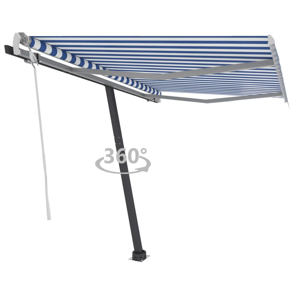 vidaXL Freestanding Manual Retractable Awning 300x250 cm Blue/White