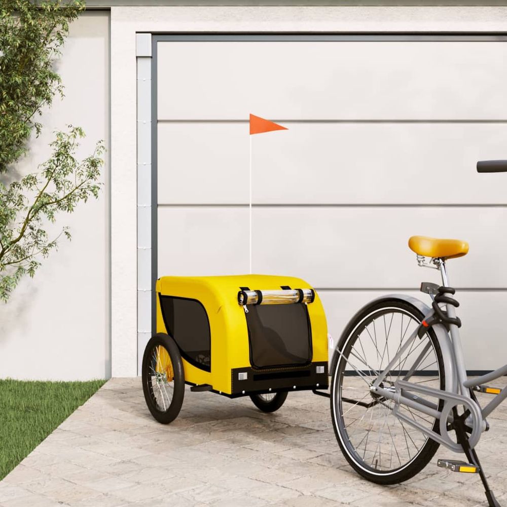 vidaXL Pet Bike Trailer Orange and Black Oxford Fabric and Iron