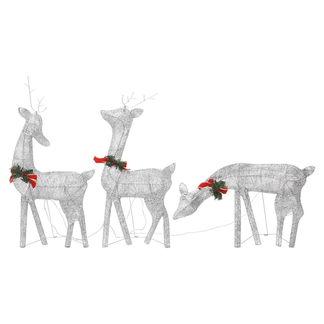 vidaXL Christmas Reindeer Family 270x7x90 cm Silver Cold White Mesh