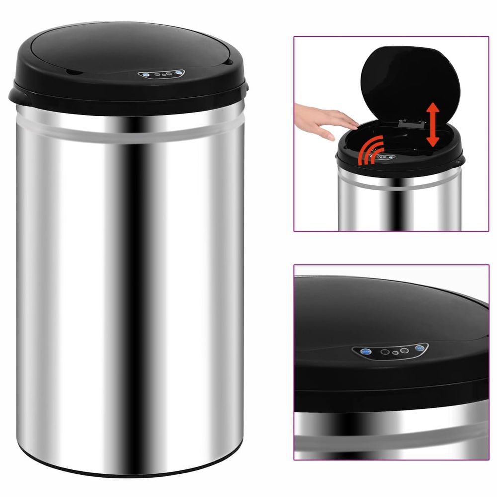 vidaXL Automatic Sensor Dustbin 40 L Stainless Steel