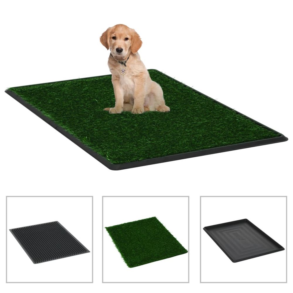 vidaXL Pet Toilet with Tray & Faux Turf Green 63x50x7 cm WC