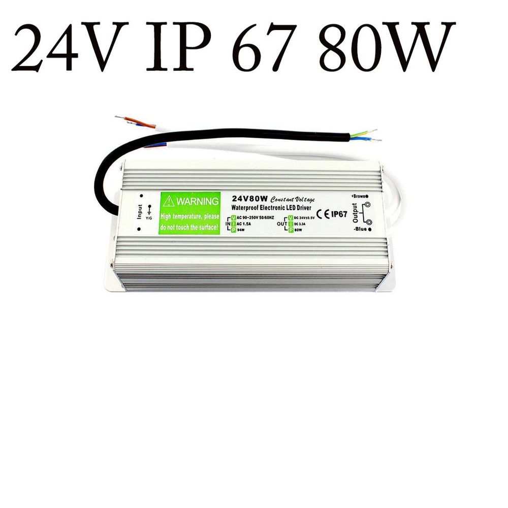 DC24V IP67 80W Waterproof LED Driver Power Supply Transformer~1554