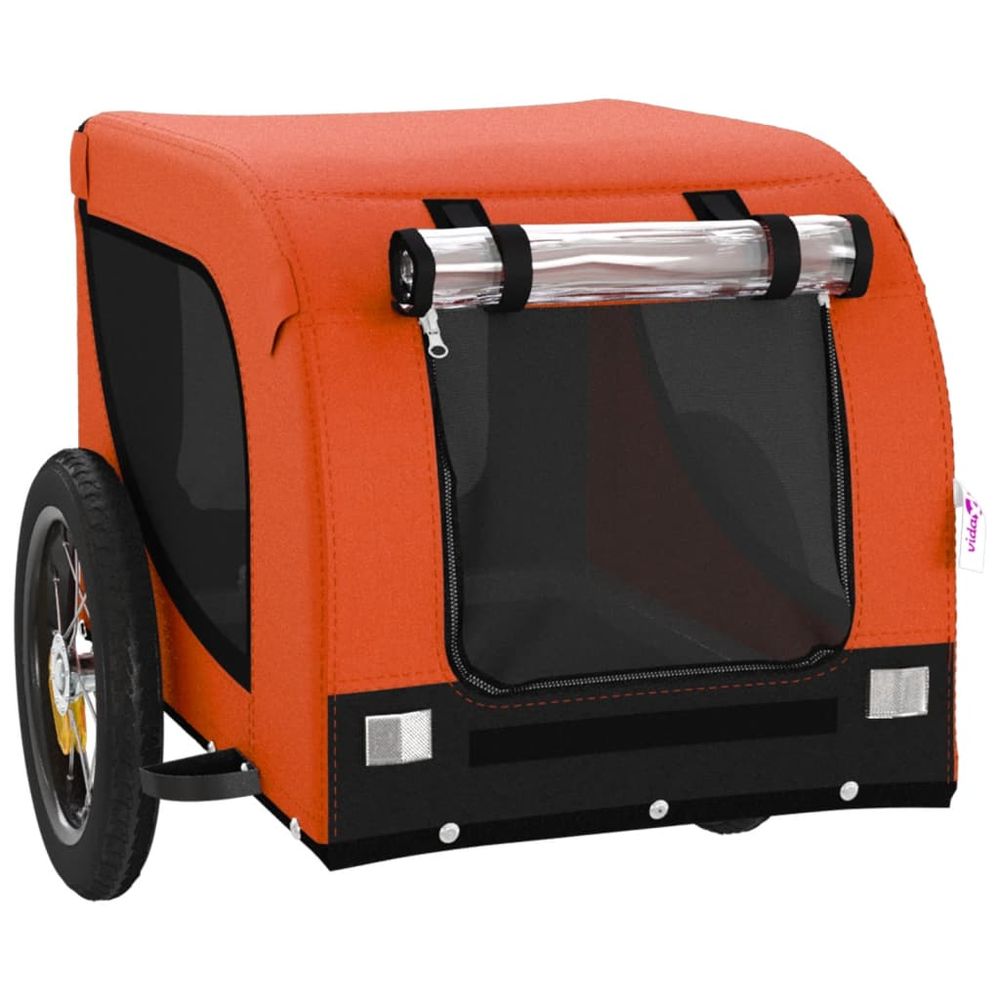 vidaXL Pet Bike Trailer Orange and Black Oxford Fabric and Iron