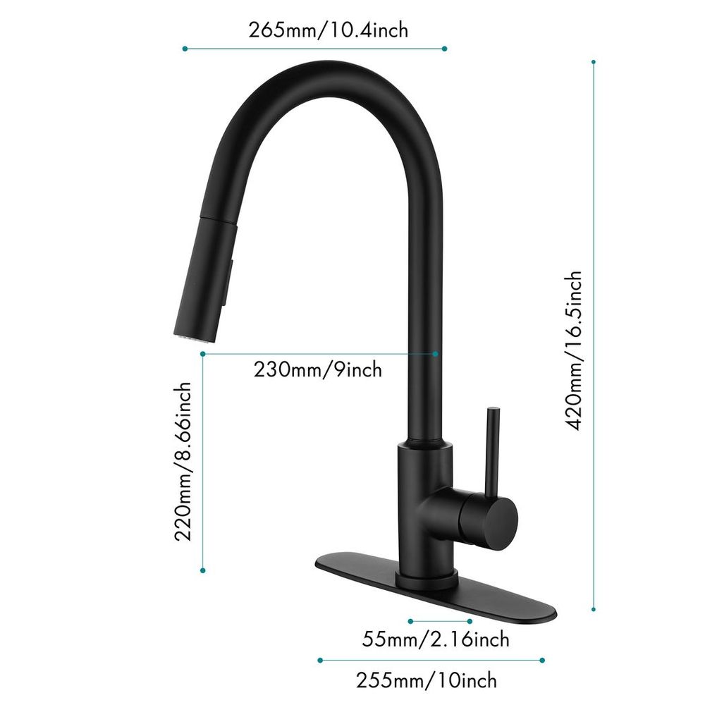 Single Handle High Arc Pull Out Kitchen Faucet,Single Level Stainless Steel Kitchen Sink Faucets with Pull Down Sprayer