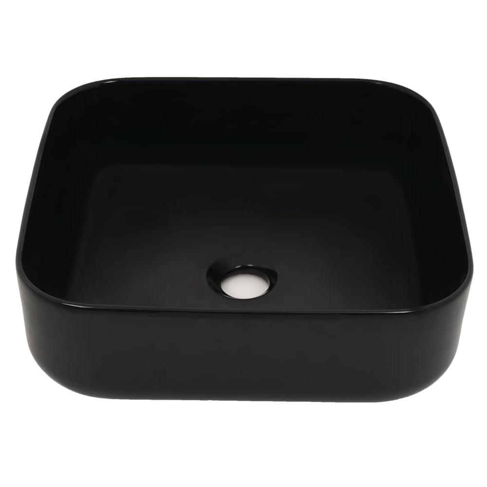 vidaXL Basin Ceramic Square Black 38x38x13.5 cm