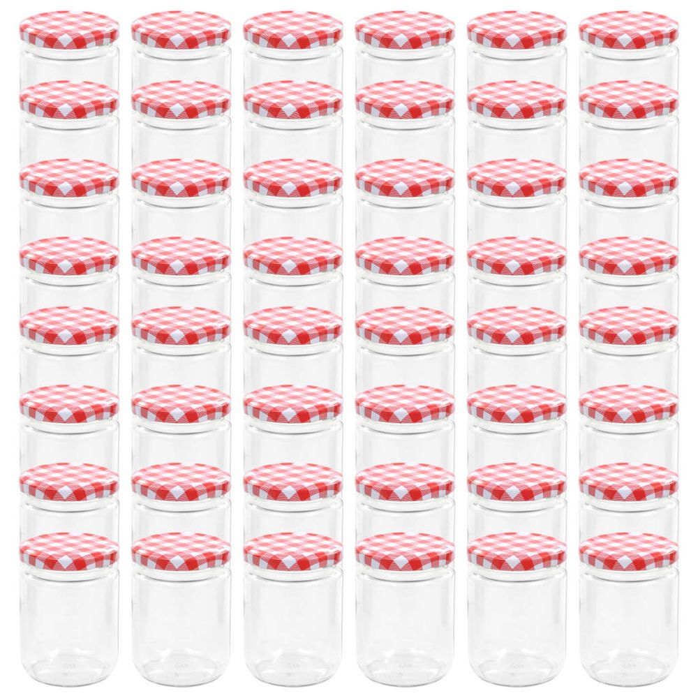 vidaXL Glass Jam Jars with White and Red Lid 48 pcs 230 ml