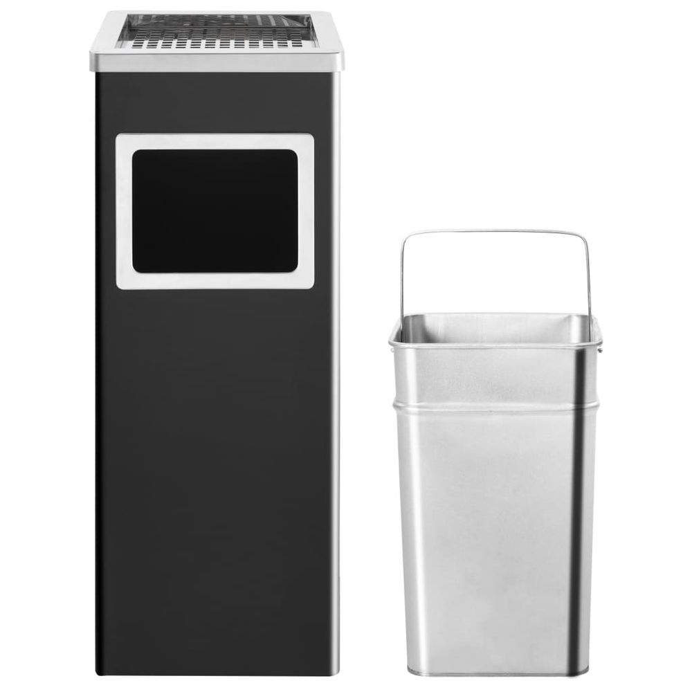 vidaXL Ashtray Dustbin Hotel 36 L Steel Black