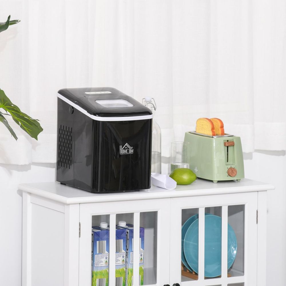 Ice Maker 12kg/24H Production with Scoop Basket for Home Office Black