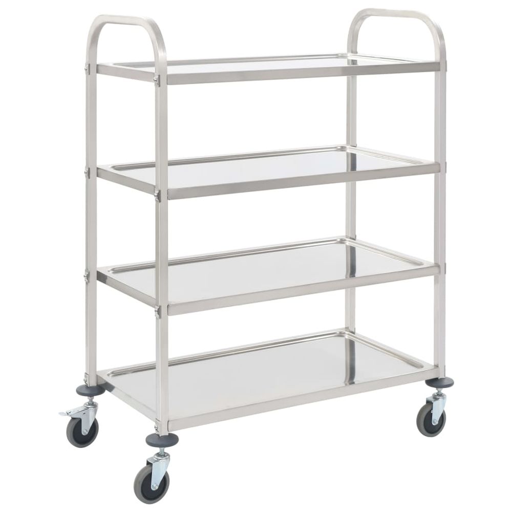 vidaXL 2-Tier Kitchen Trolley 96.5x55x90 cm Stainless Steel