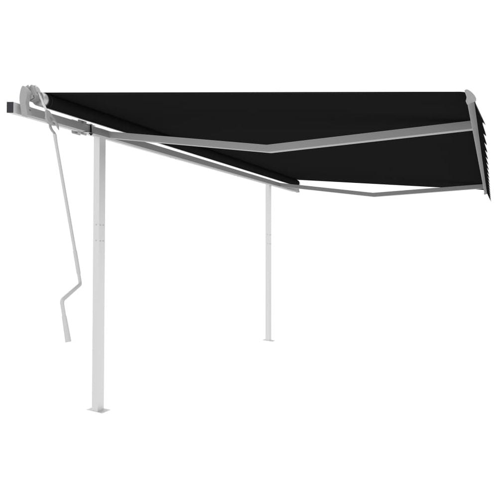 vidaXL Manual Retractable Awning with Posts 3x2.5 m Blue and White