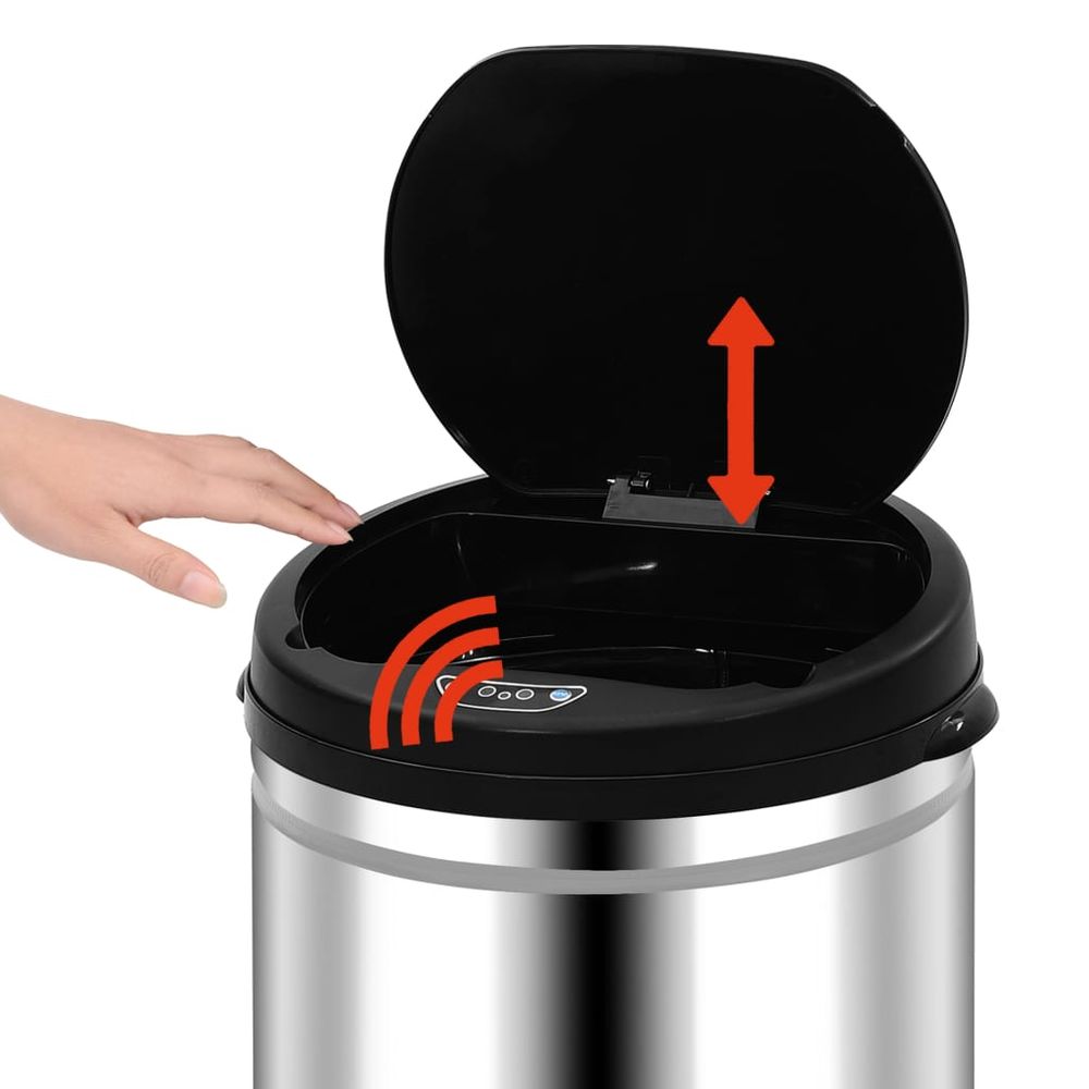 vidaXL Automatic Sensor Dustbin 40 L Stainless Steel