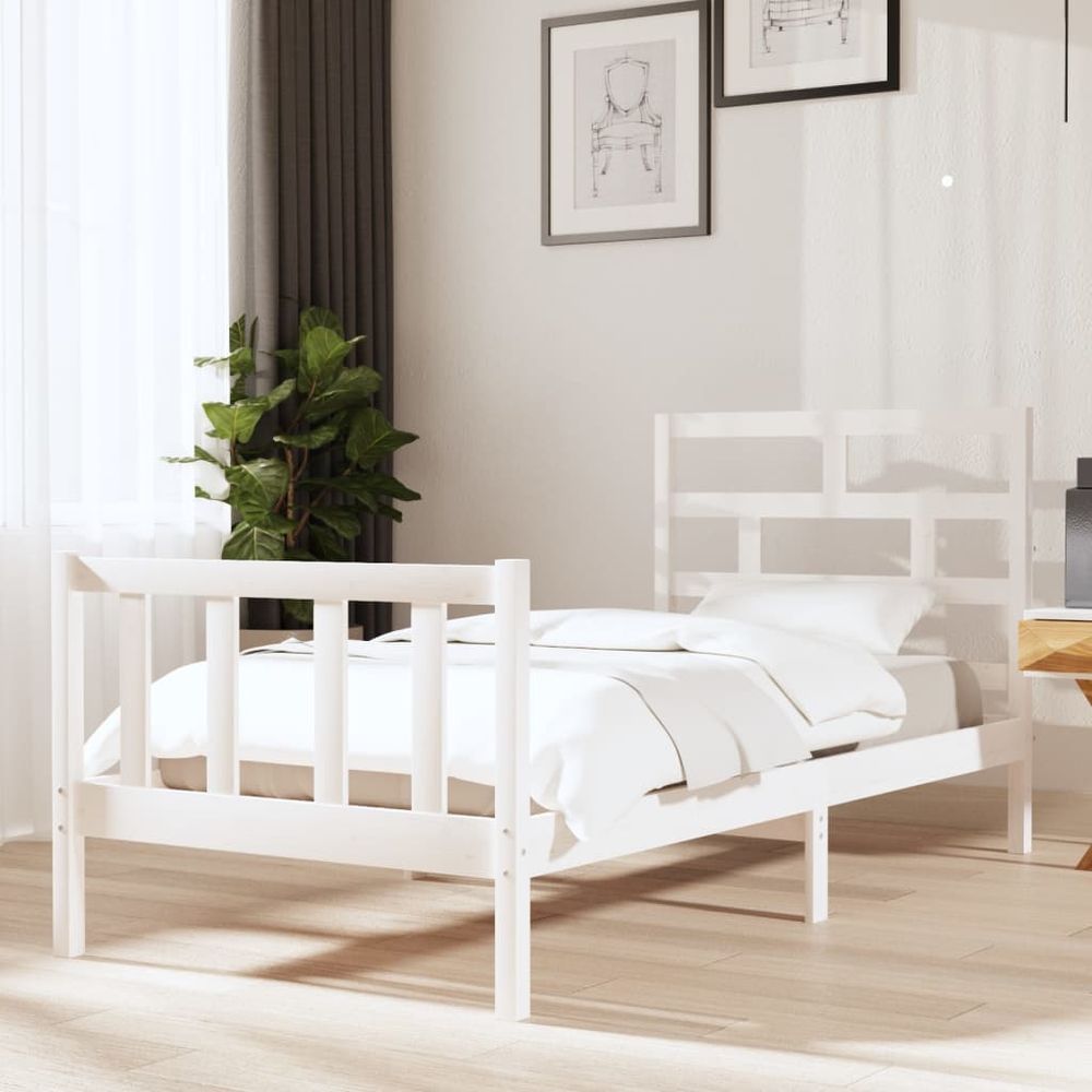 vidaXL Bed Frame Solid Wood Pine 75x190 cm Small Single