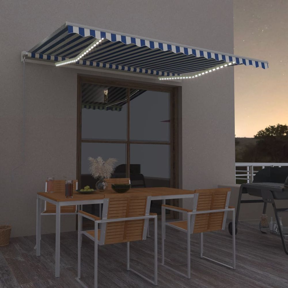 vidaXL Manual Retractable Awning with LED Burgundy 300x250 cm