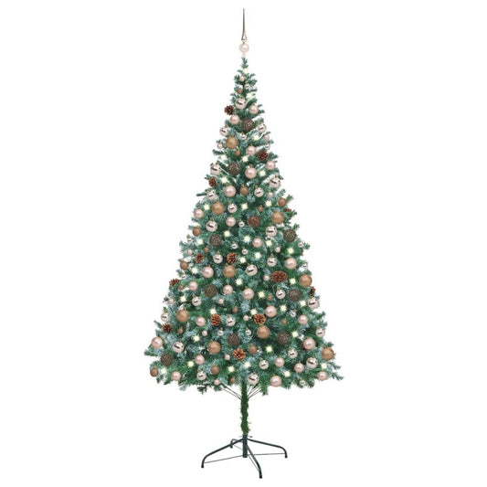 vidaXL Frosted Pre-lit Christmas Tree with Ball Set&Pinecones 150 cm